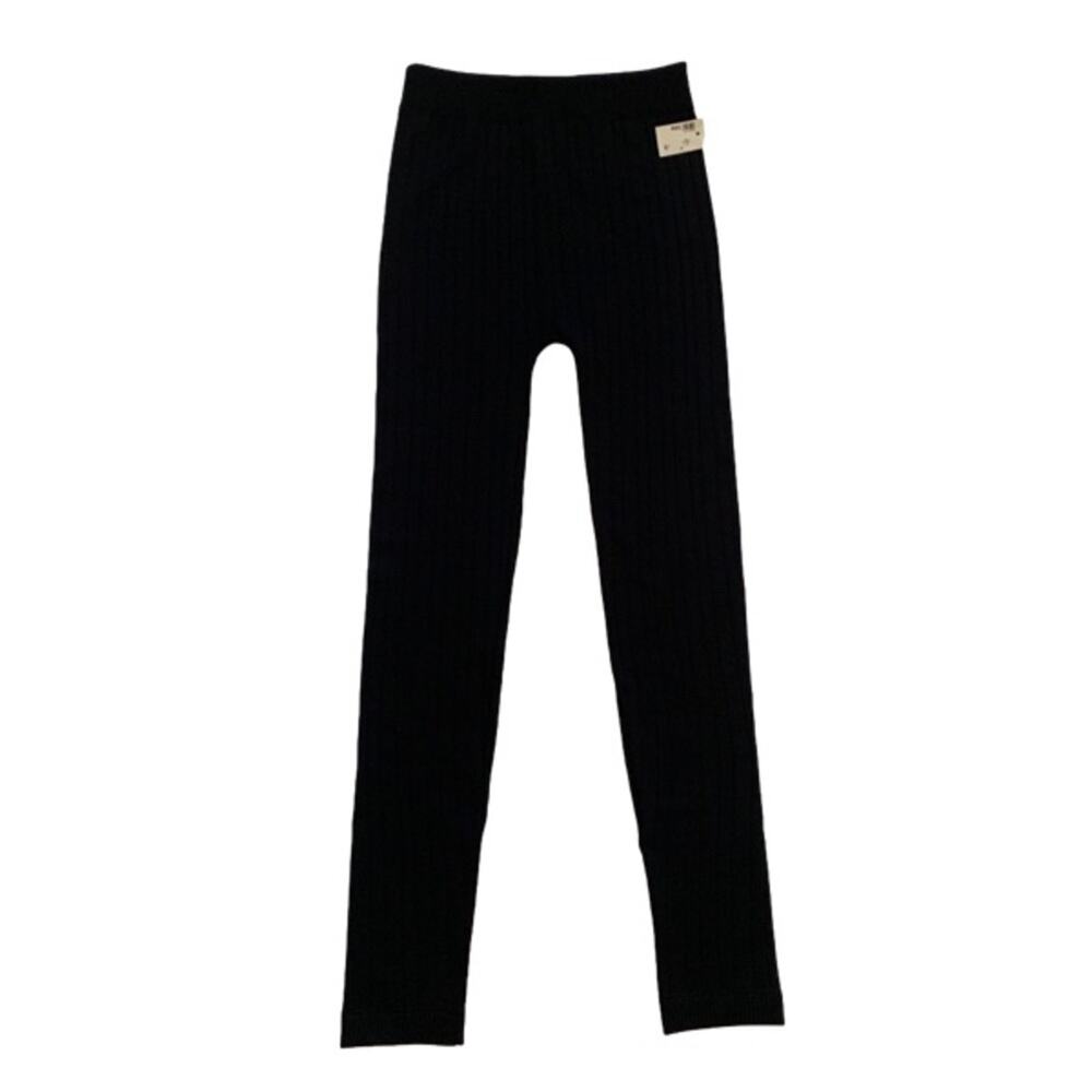 Aeropostale Leggings Black Ribbed High Rise Leggings Size Medium NEW